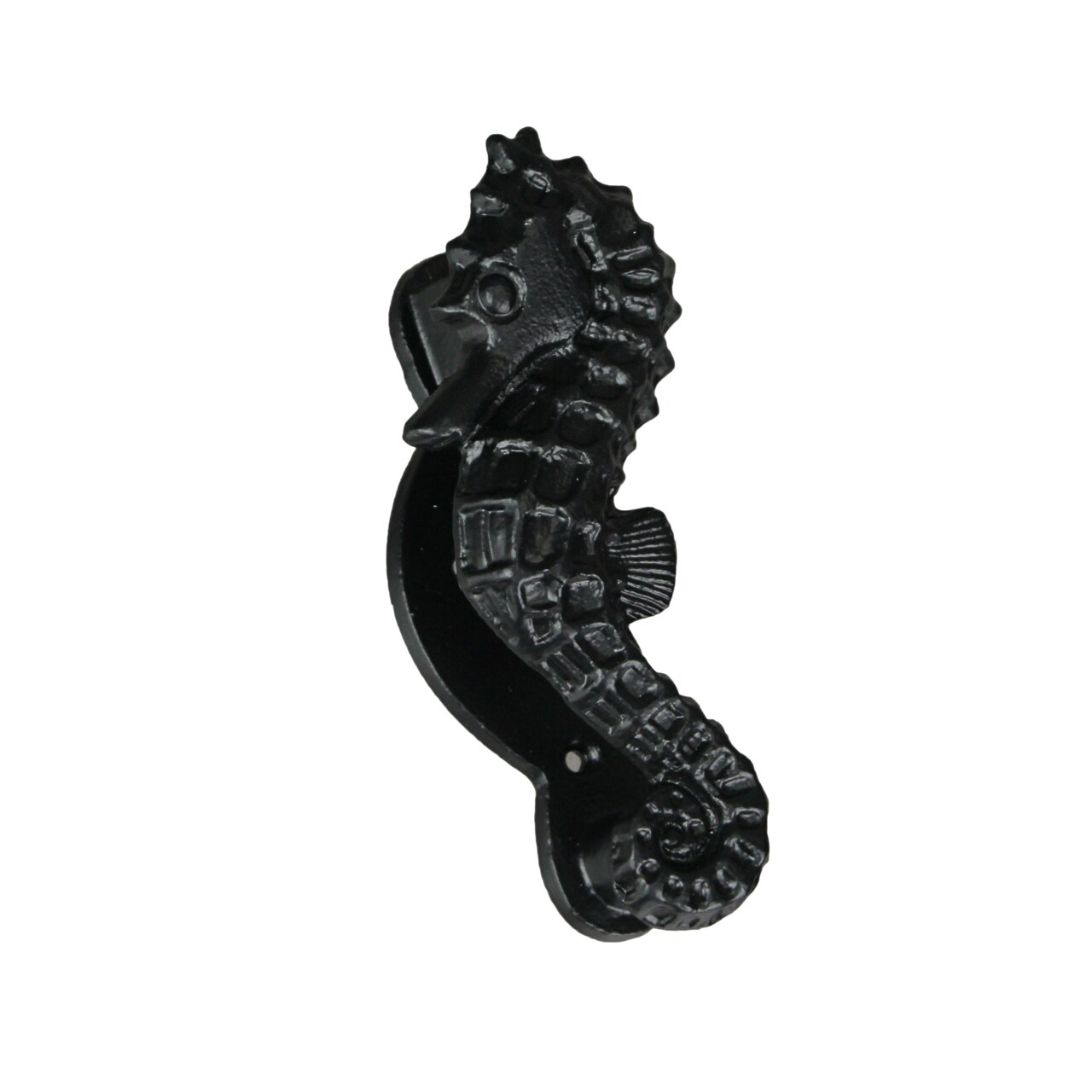 Rustic Black Enamel Cast Iron Coastal Seahorse Door Knocker Sea Horse